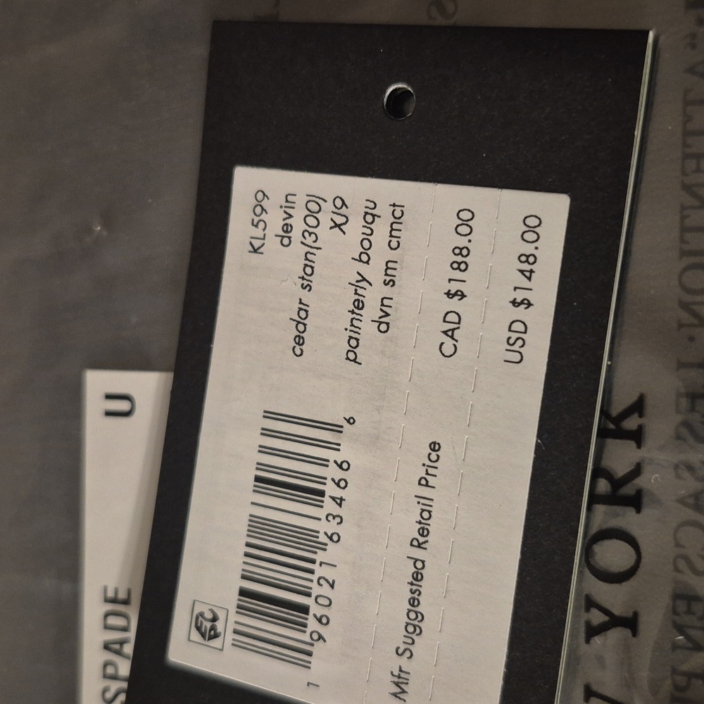 Kate Spade Green Wallet with Blue and White Floral Design. NEW - Picture 6 of 6